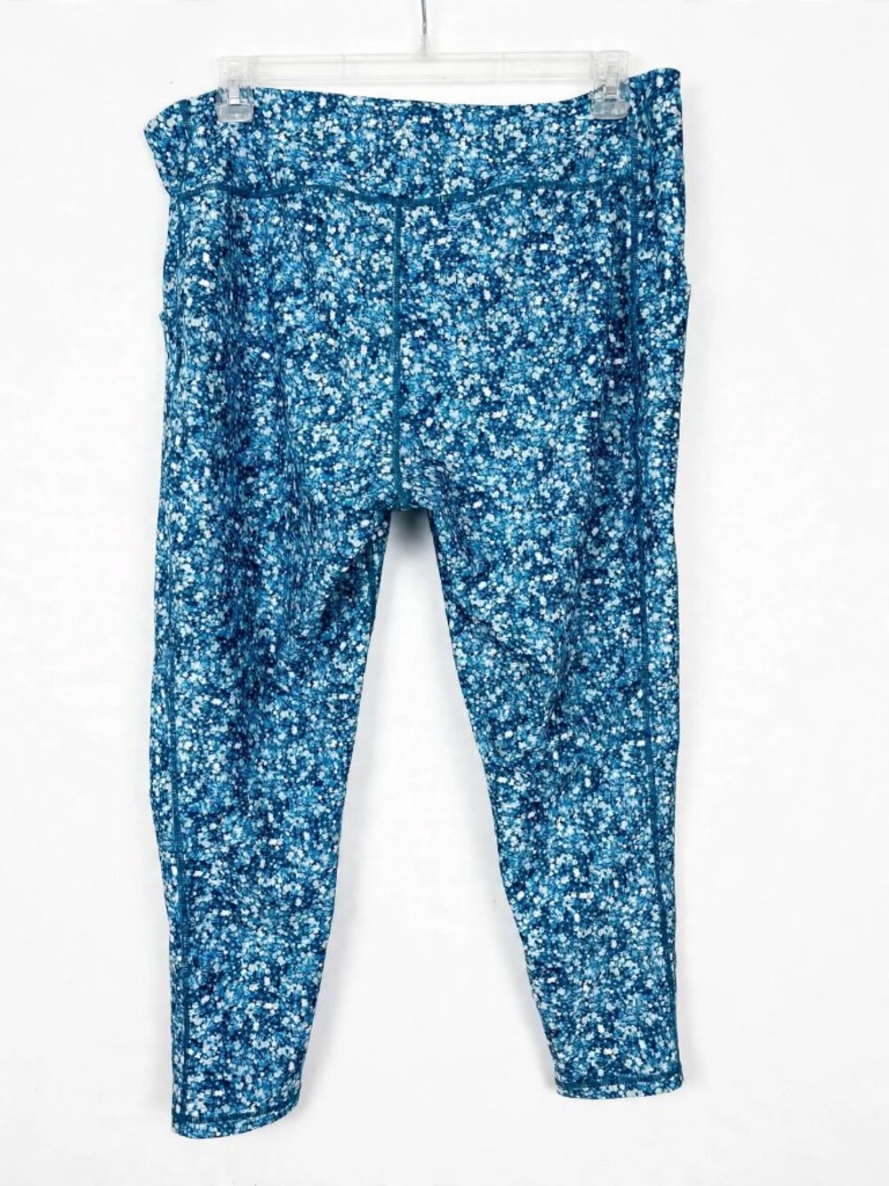 Tek Gear 2X Adaptive Ultrastretch Floral Leggings Blue White High Waist Pocket